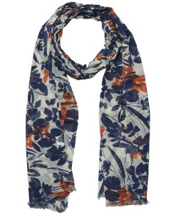 Navy/white cotton scarf 100x180 cm