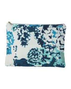 Turquoise/navy cotton pouch cosmetic 20x16 cm