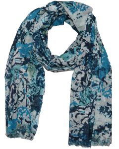 Turquoise/navy cotton scarf100x180 cm