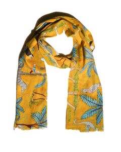 Mustard tiger print cotton scarf 100X180 cm