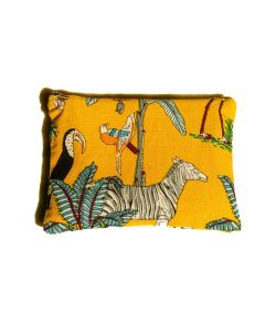 Mustard tiger cotton cosmetic pouch 25x18cm