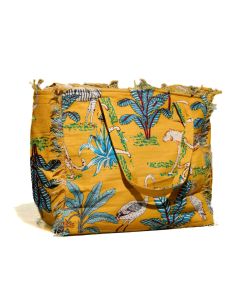 Mustard tiger print tote bag 14 (w) x 34 (d) cm