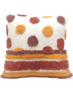 Tufted yellow /brown dot design cushion cover 45x45cm