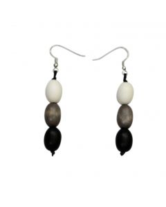 Grey black/white wood earrings