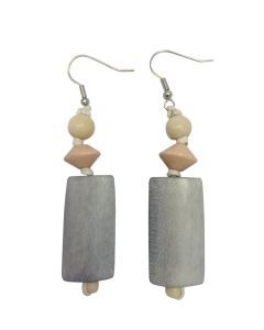 Beige /grey wooden earrings 